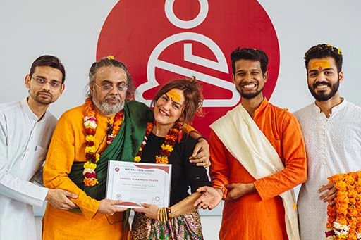 Laetitia Haziza, student of Nirvana Yoga School India with her 500 hour Hatha Ashtnaga Vinyasa Yoga TTC certificate	